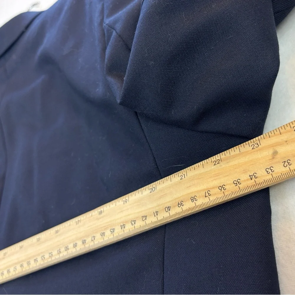 STAFFORD Hopsack Navy Blazer Gold Button Blue Gingham Preppy Wool Business 44L‎